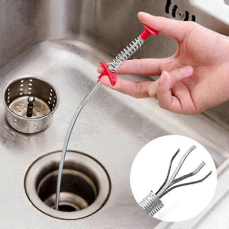 85cm Metal Wire Drain Sewer Dredge Kitchen Sink Cleaning Hook Sewer Dredging Device Spring Pipe
