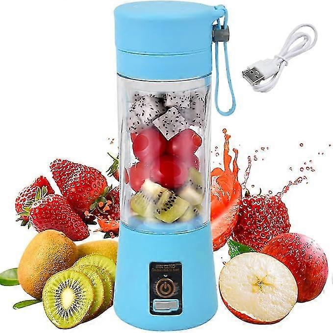 Portable Jucier, Mini Fruit Blender With Usb Rechargeable Electric Jucier, Blender For Smoothies, Shakes, Vegetable Juice With 6 Power Blades Travel B