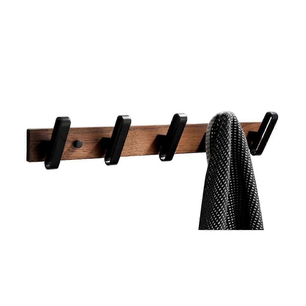 Coat Rack Wall Mount,5 Hooks,Walnut Coat Hooks for Hanging Coats,Backpacks,Hats,Etc.Hooks for Entry