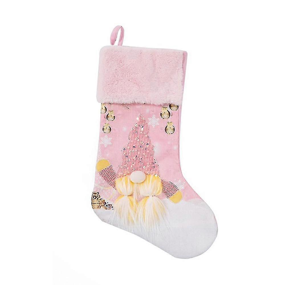 christmas decor christmas stocking pink with led lights glowing-2