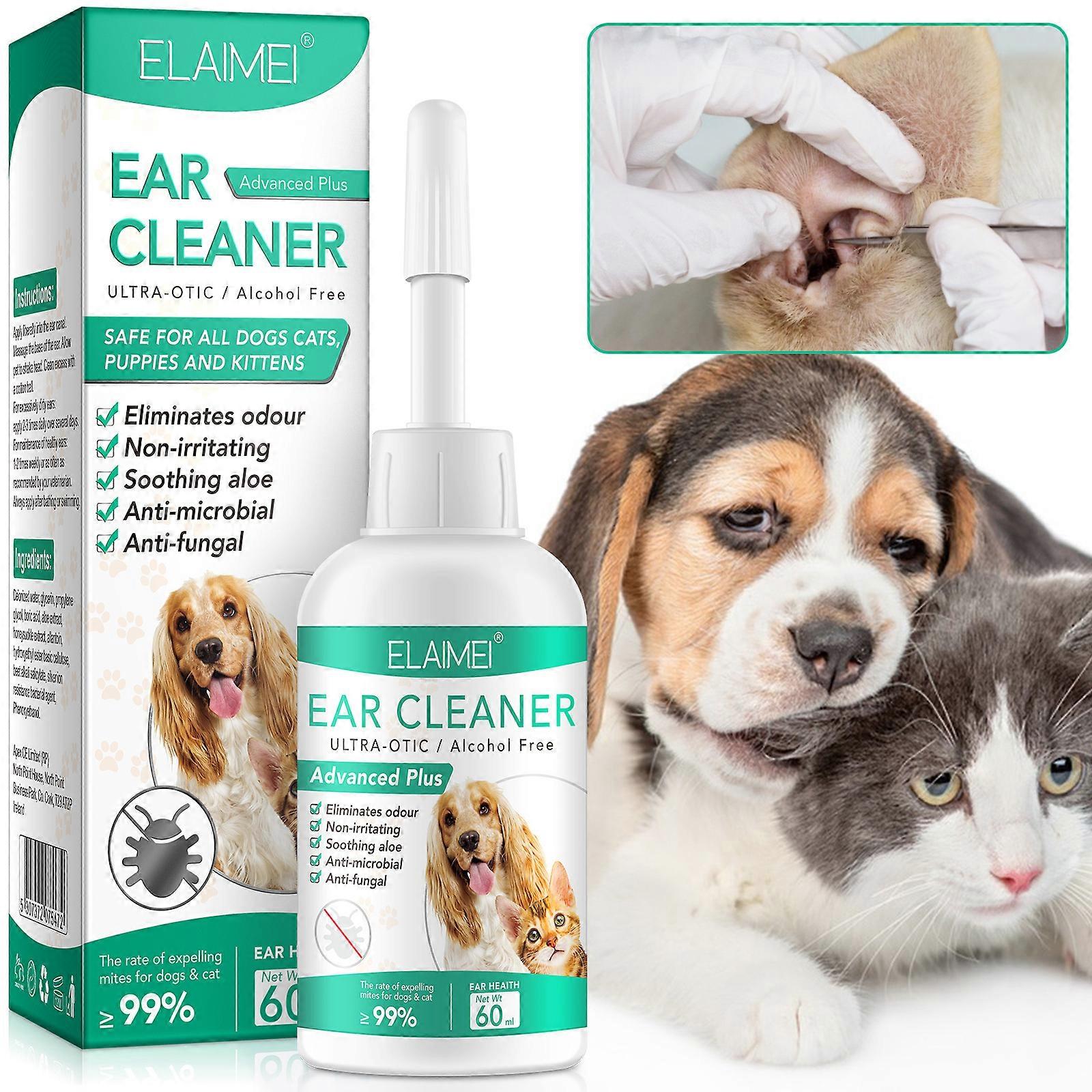 Cat &; Dog Ear Cleaner Solution, Dog Ear Infection Treatment for Daily Ear Cleaning Αφαιρεί το κερί, τη βρωμιά και την οσμή, ανακουφίζει από τον κνησμό και τα φλεγμονώδη αυτιά