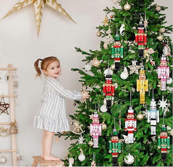 5pcs Colorful Printing Nutcracker Pendant Christmas Tree Hanging Decor Plastic Nutcracker Ornament