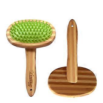 ZK-Bamboo Pet Massage Silicone Ball Bath Dog Grooming Comb Bath Brush Pet Supplies