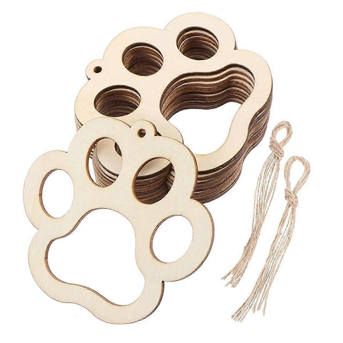 50PCS Mini Dog Wood DIY Crafts Cutouts Wooden Little Claw Shaped Hanging Ornaments Pets Decorations