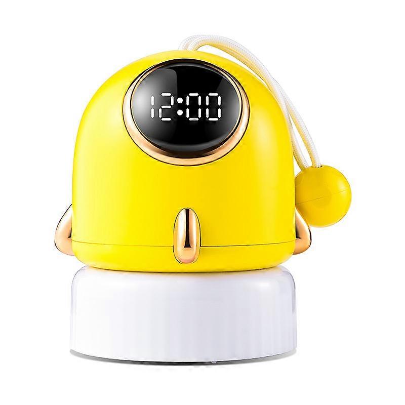 Small rocket portable starry sky projection clock light LED countdown multi-function night light Student snooze alarm clock light, yellow,2024 Ping