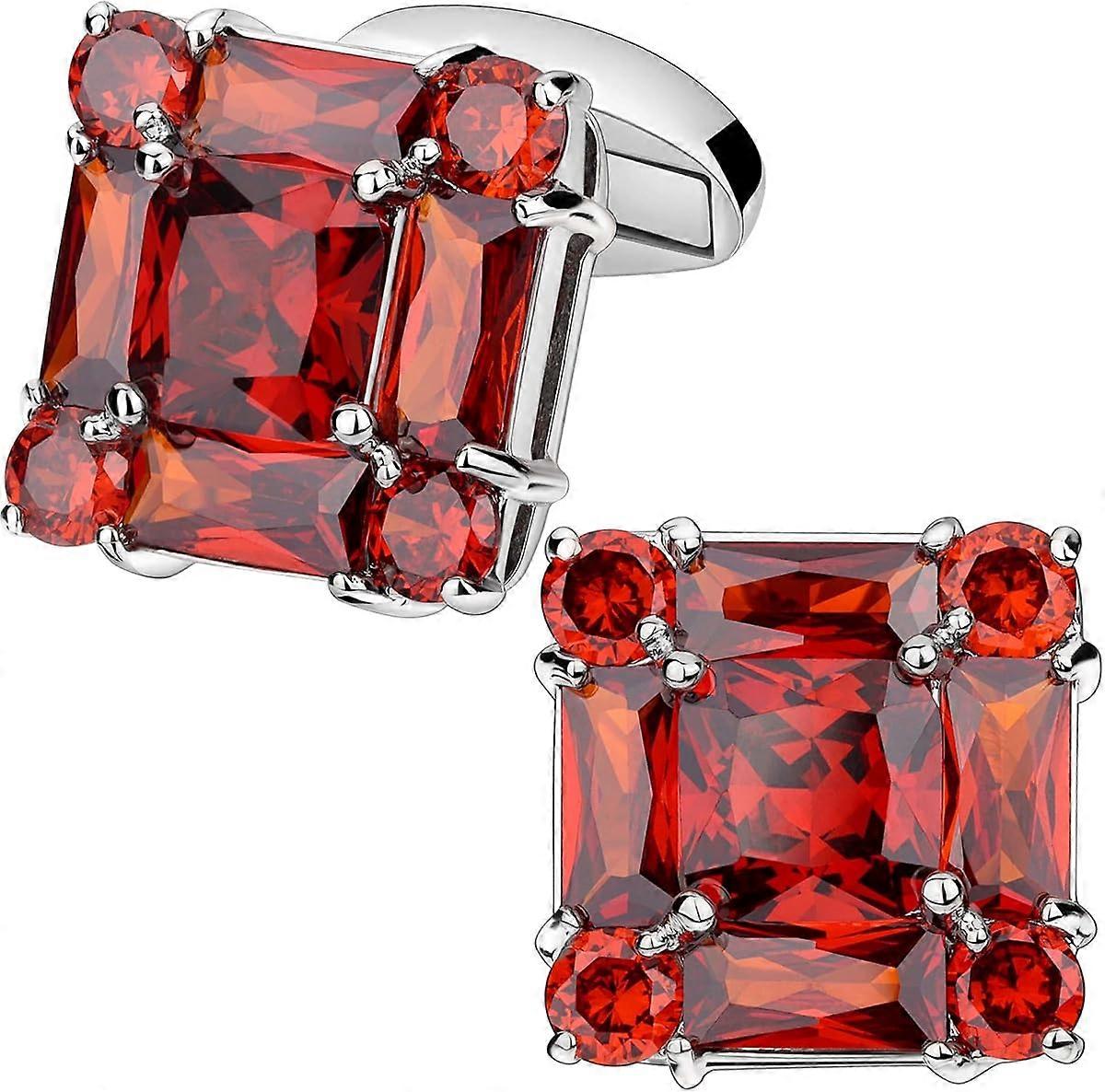 Shiny Cufflinks for Men's Fancy Shirt for Suit, in Gift Box, Matching with Solid Tie in Red White Black Blue Easily
