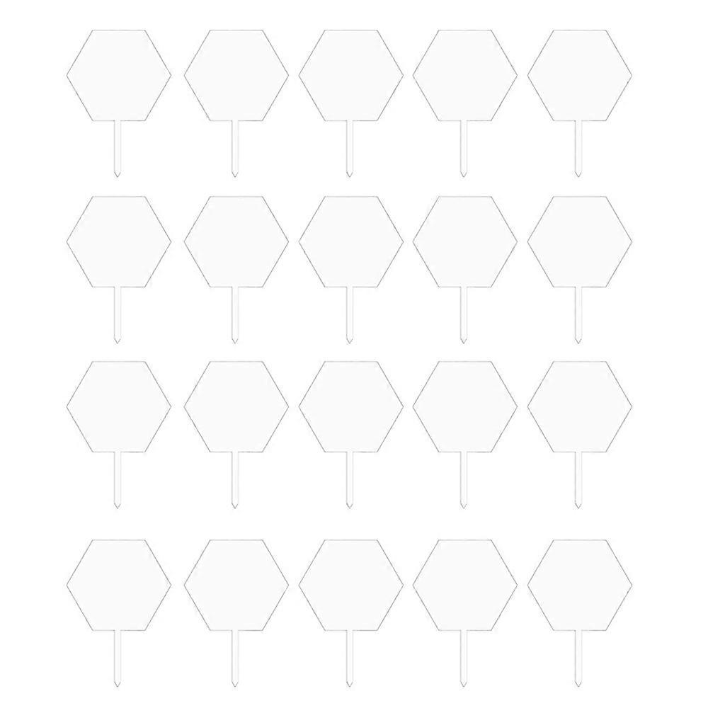 20Pcs DIY Hexagon AcrylicCake Topper No Texts Blank Acrylic Board for Wedding Cake Decorations Tool