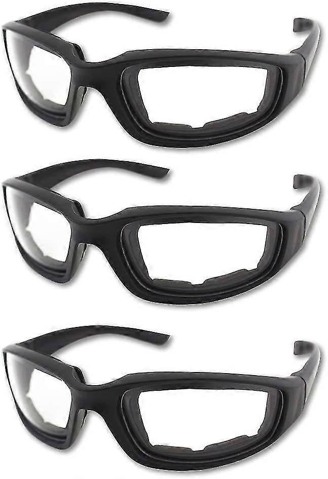 3pcs Motorcycle Riding Glasses Padding Goggles Uv Protection Dustproof Windproof