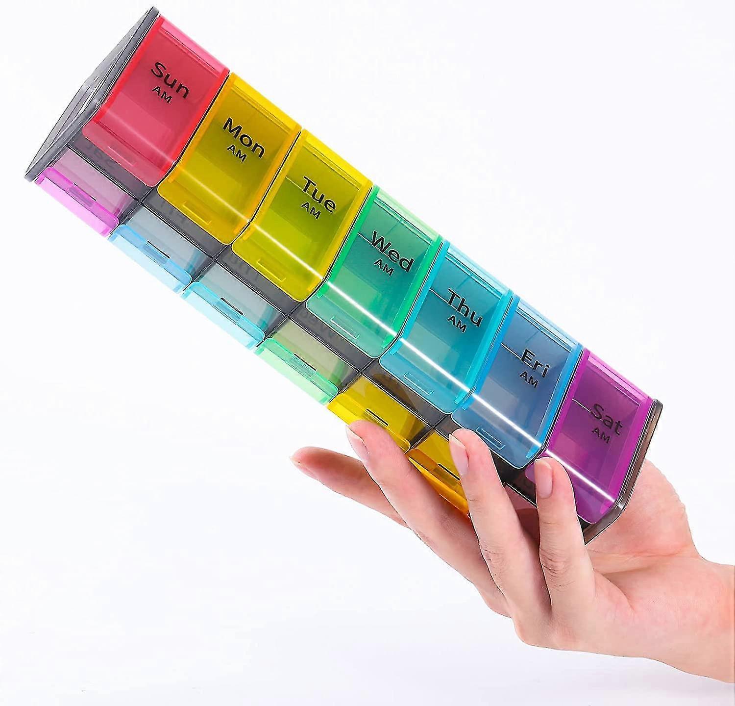 Extra Large Pill Organizer 2 Times A Day, Pill Box 7 Day Weekly Pill Box Organizer, Am Pm Pill Case Pill Container With 14 Xl Compartment For All Meds