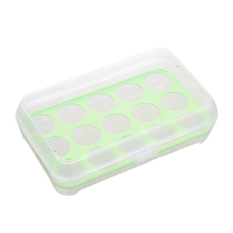 1 Pack Egg Storage Plastic Clear Egg Holder, With Lid And Handle, Stackable, Store Up To 15 Eggs (green)