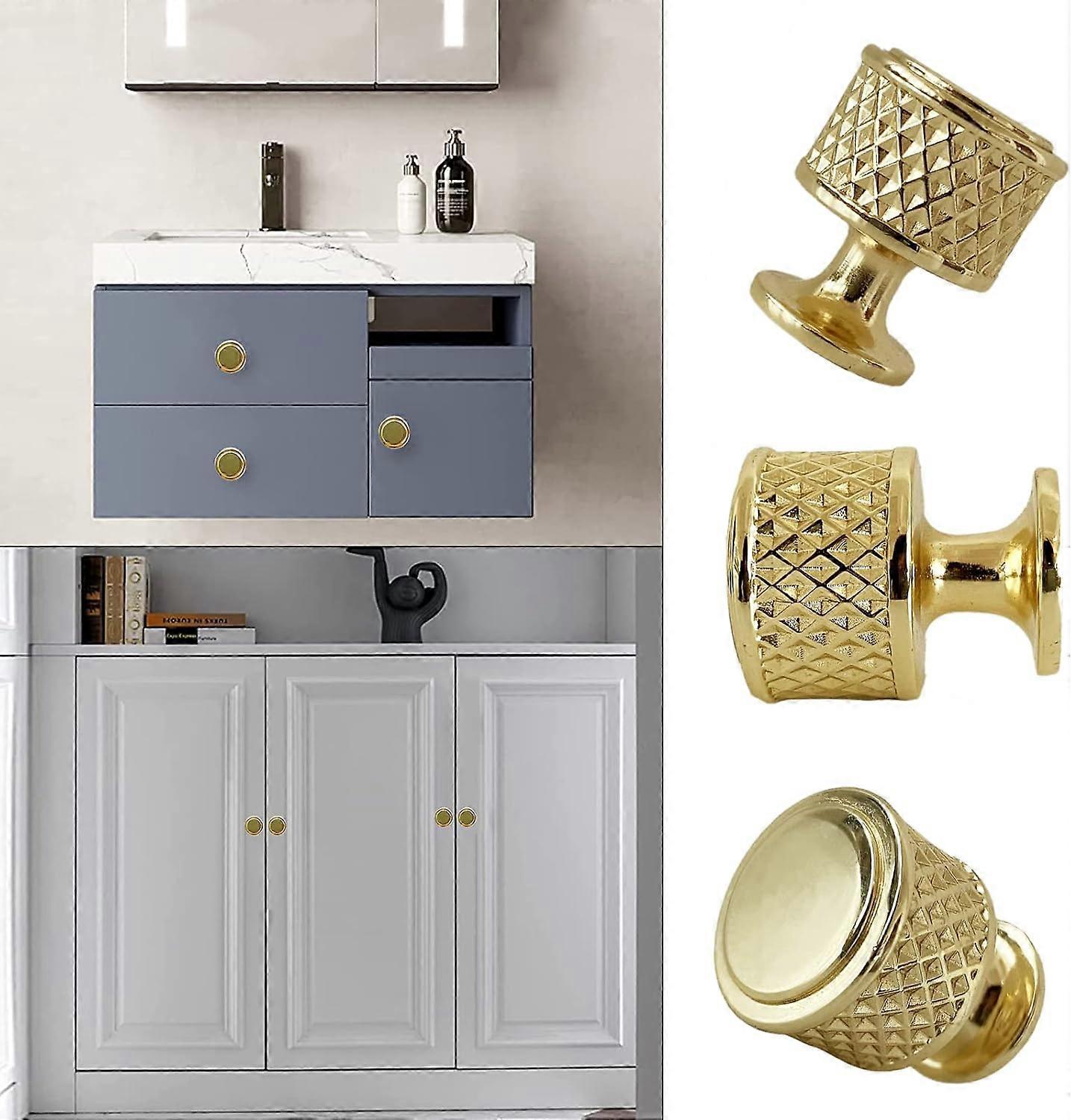 Pieces Gold Cabinet Knobs, Single Hole Drawer Knobs, Gold Cabinet Door Knobs, Solid Zinc Alloy Kitchen Handle for Cupboards Dresser Bedroom Bathroom