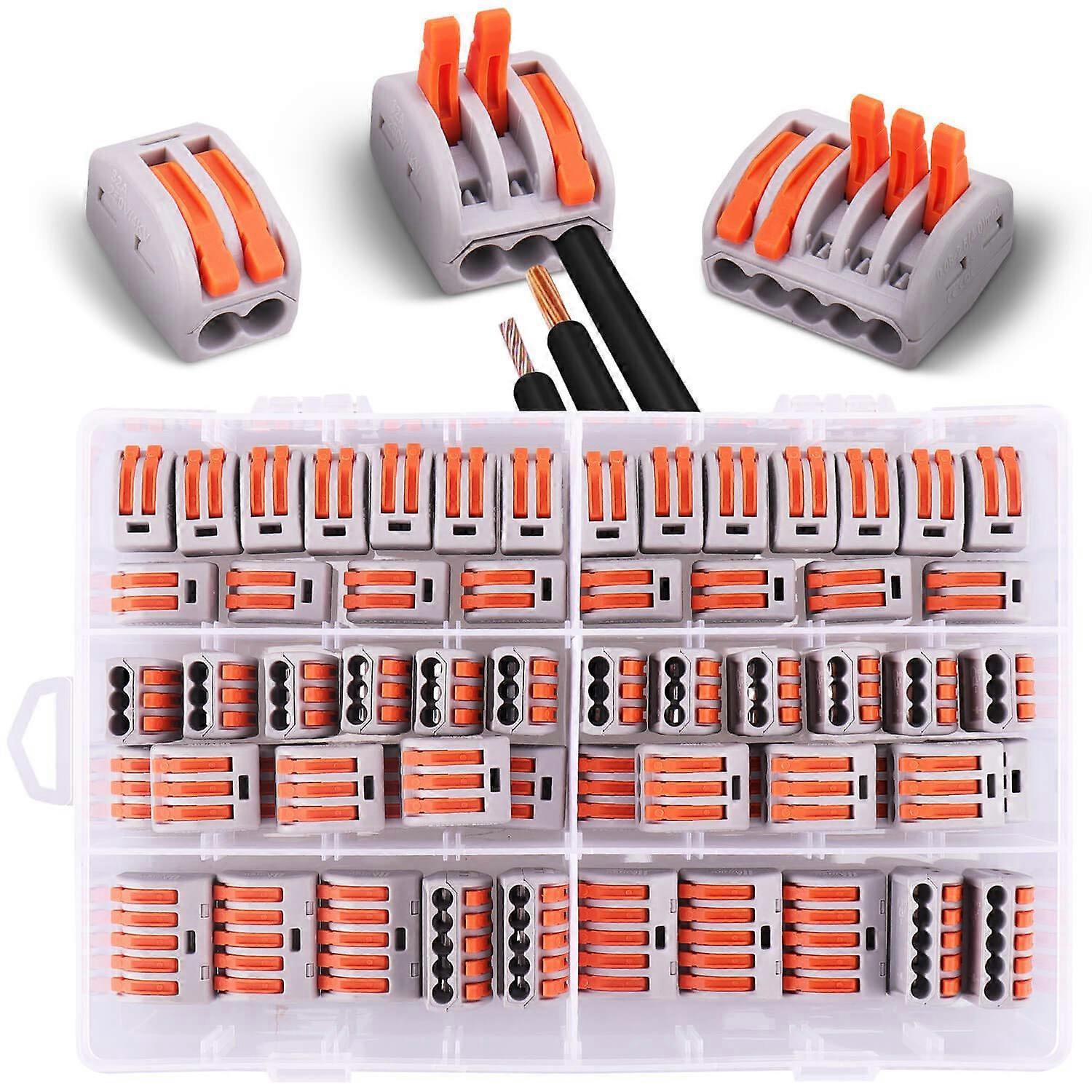 60 pcs Electrical connectors with control lever, 30pcs 2 inputs, 20pcs 3 inputs, 10pcs 5 inputs