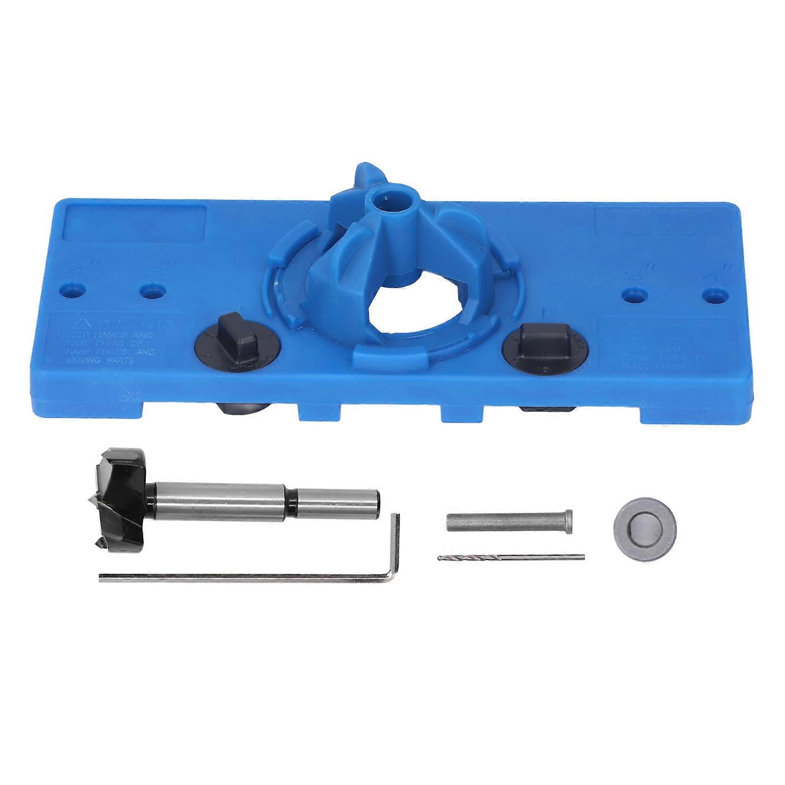 Hinge Hole Saw Jig ABS Concealed Hinge Drilling Guide Locator Positioner Tool for Bench DrillBlue