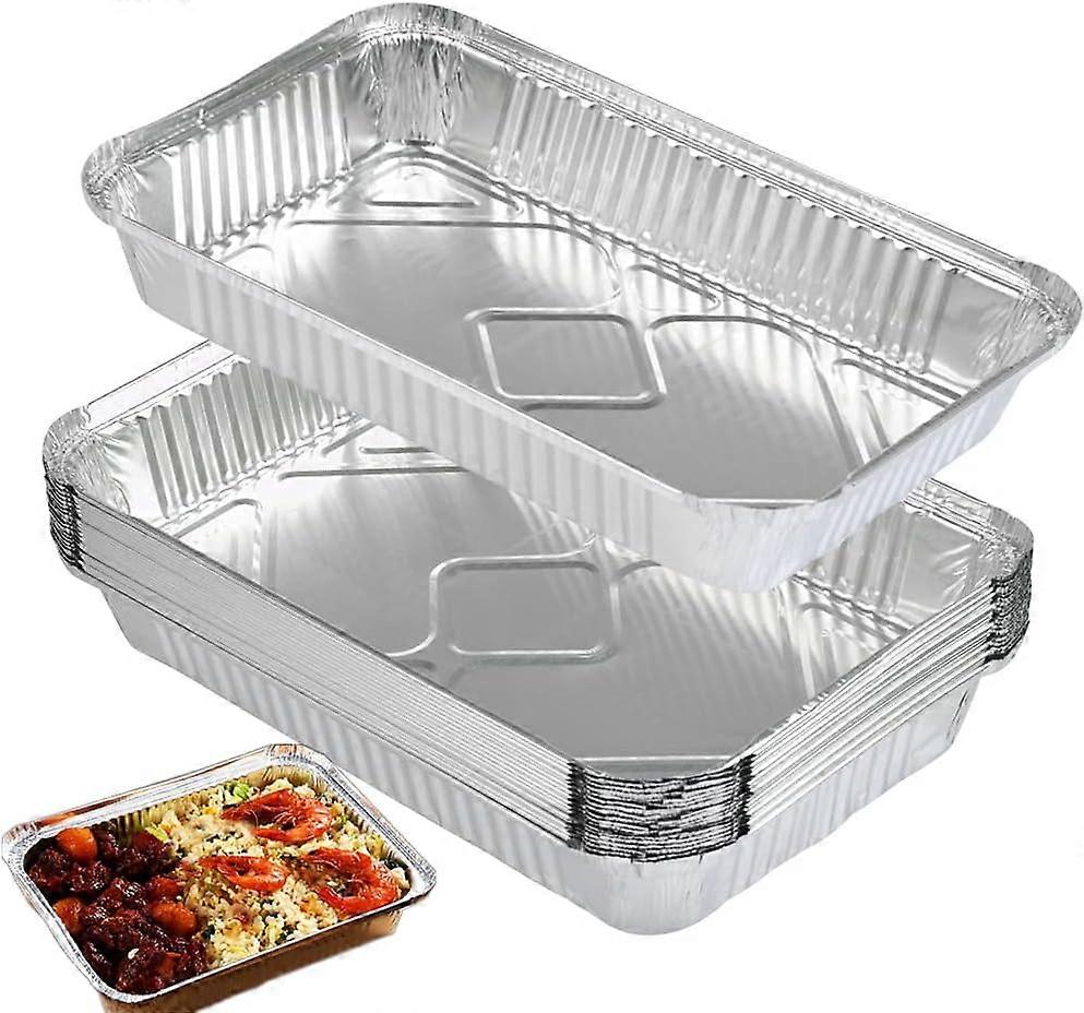 25 Aluminum Grill Accessories for Cooking, Baking, Freezing and Storing Large Aluminum Food Container 31cm x 21cm x 5cm