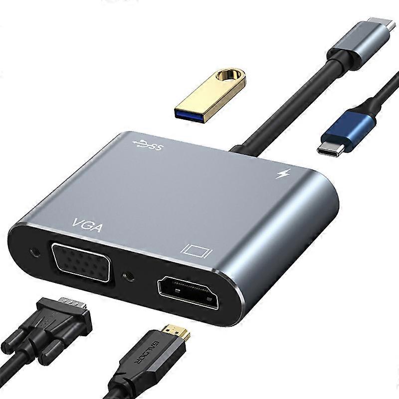 MIMIGO USB C to HDMI VGA Adapter, CableCreation USB Type C to Dual VGA HDMI Splitter Converter, Compatible with MacBook Pro 2020, iPad Pro 2020, Dell