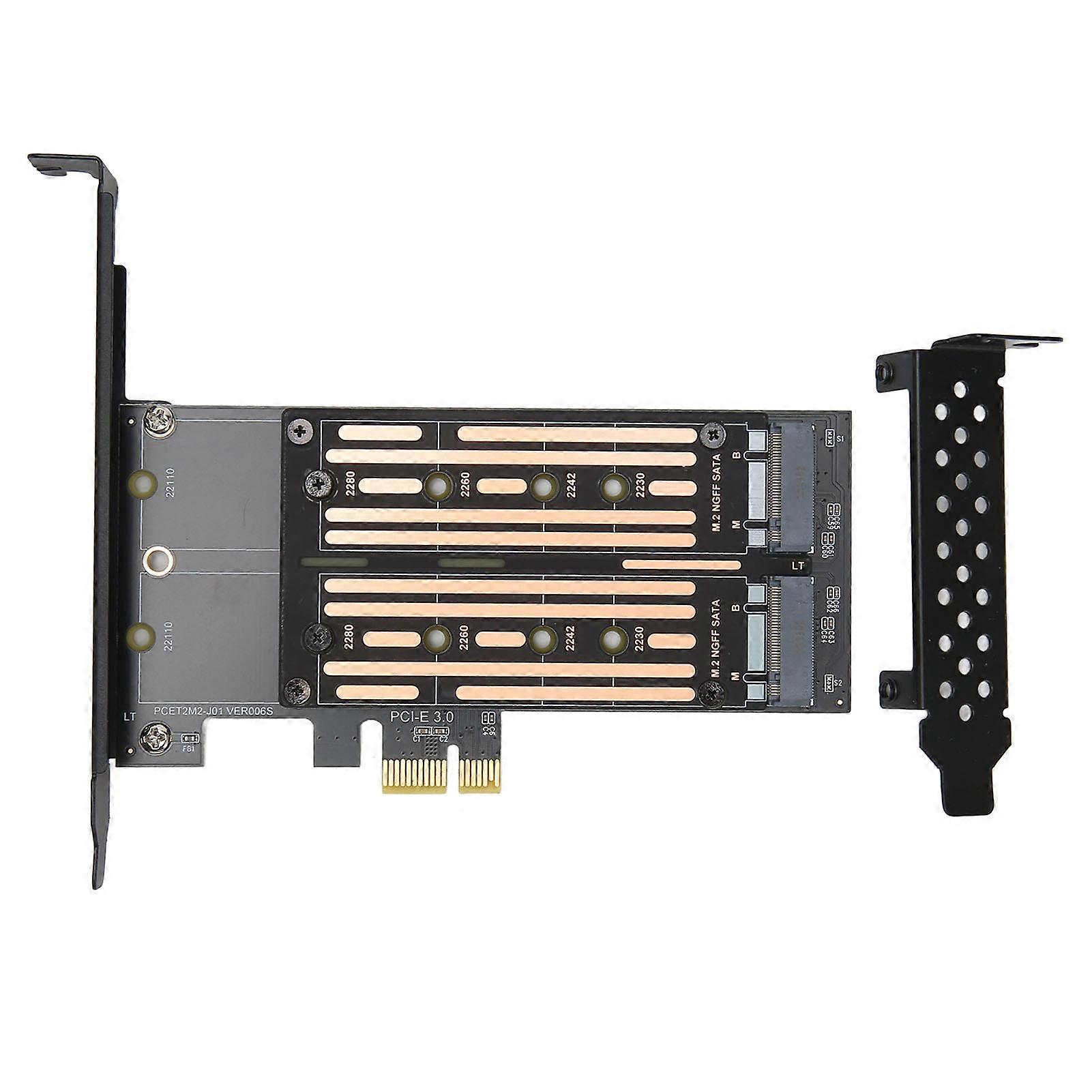 M.2 SATA SSD NGFF to PCIE Adapter Up to 6Gbps NCQ MSI Supported Plug and Play Dual M.2 PCIE Adapter for Desktop Chassis