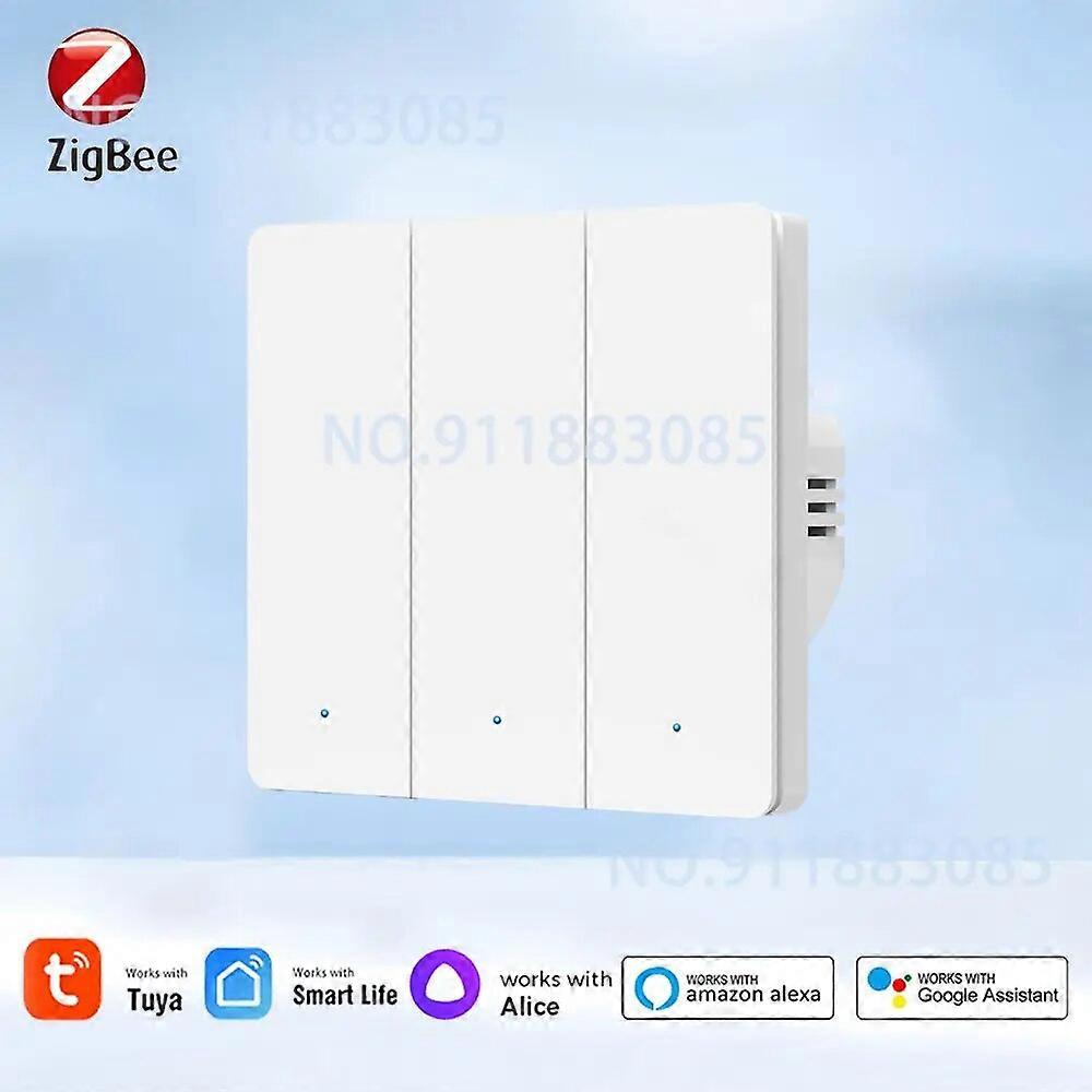Tuya Zigbee Smart Wall Switch No Neutral Wire Wireless Key Light Switches Remote Control Electrical Outlet Support Alexa Google