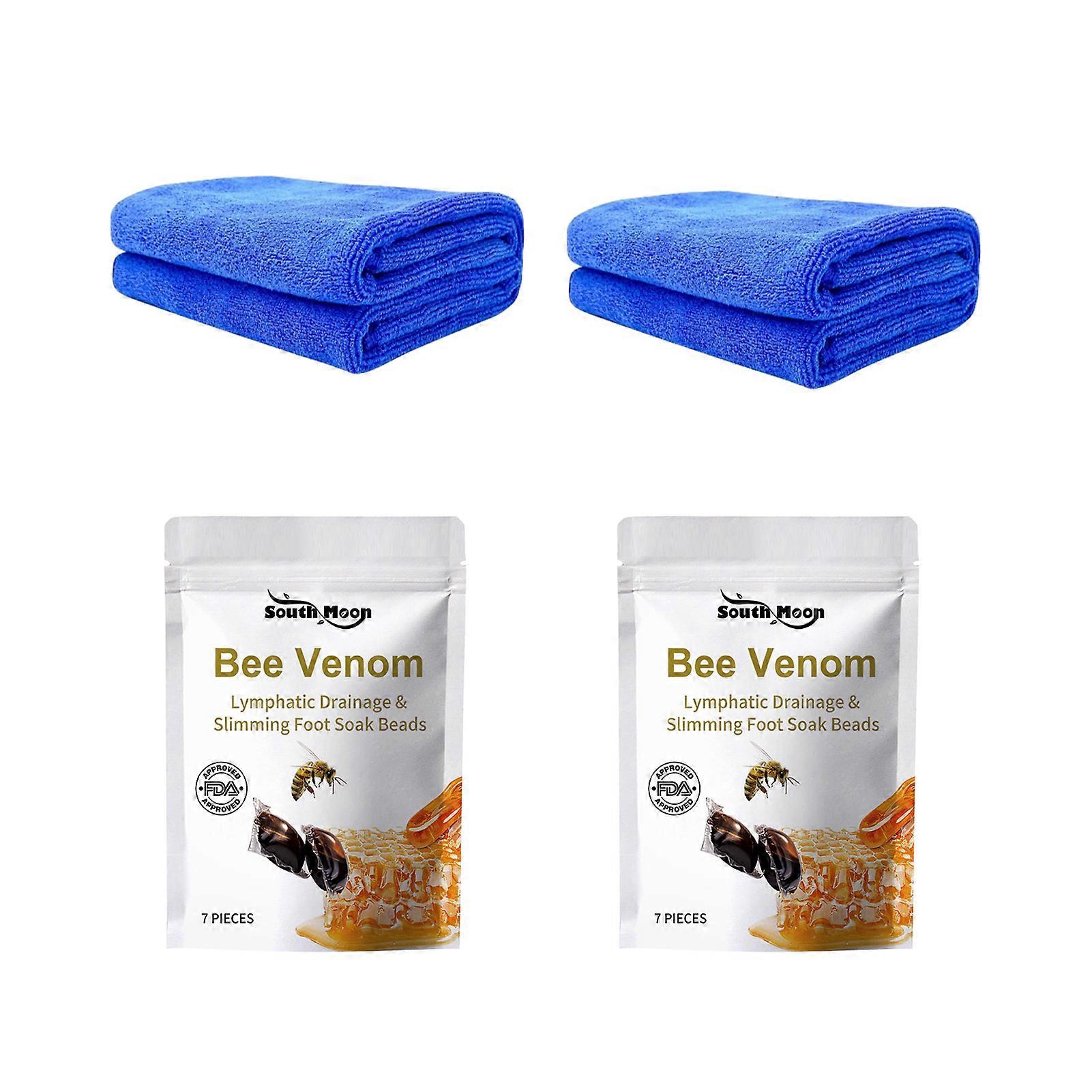 7pcs BeeVenom Foot Soak Gel Beads Set with Towel Easy Using Reusable Practical Towel for Foot Care