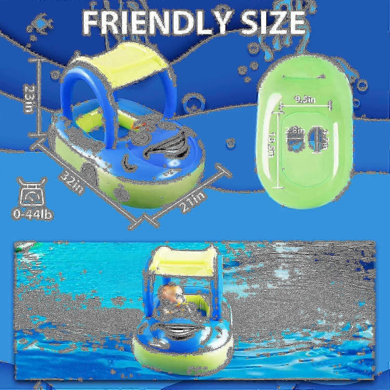 Barnpool Babypool float med Upf 50+ baldakin, bilformad uppblåsbar ...