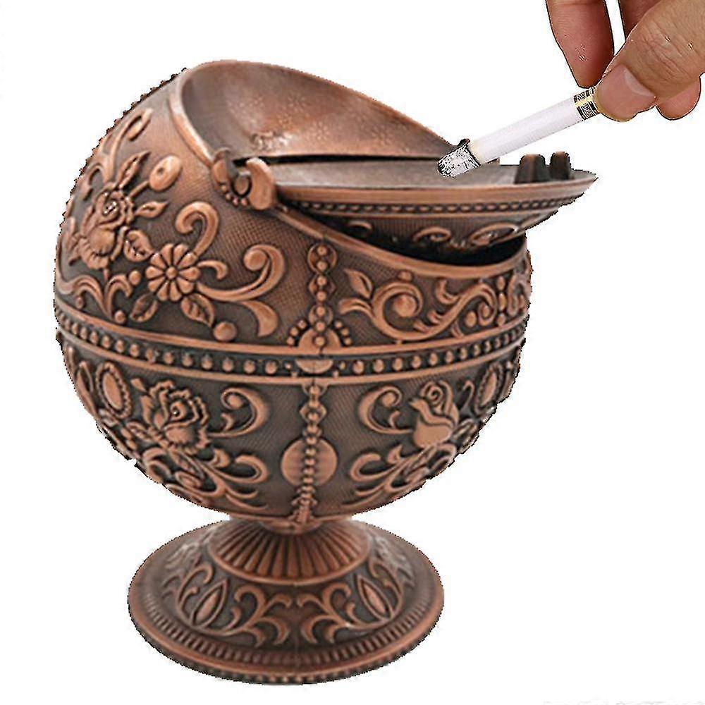 Retro Creativity Windproof Ashtray With Lid For Cigarette Metal Port