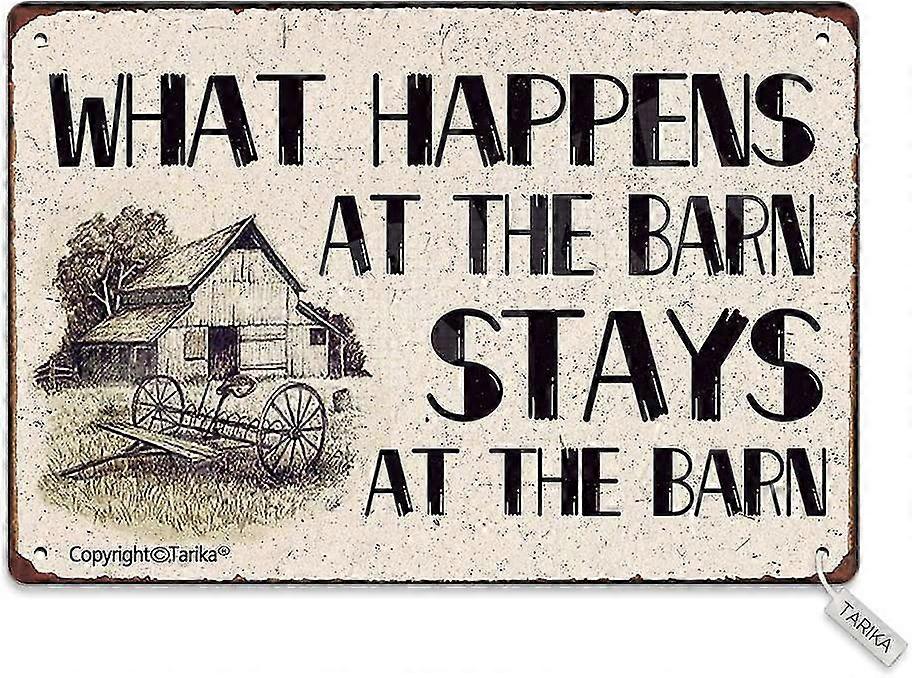 O que acontece no celeiro fica no celeiro Metal Retro Look 8x12 polegadas OU 12x16 polegadas decoração Plaqu