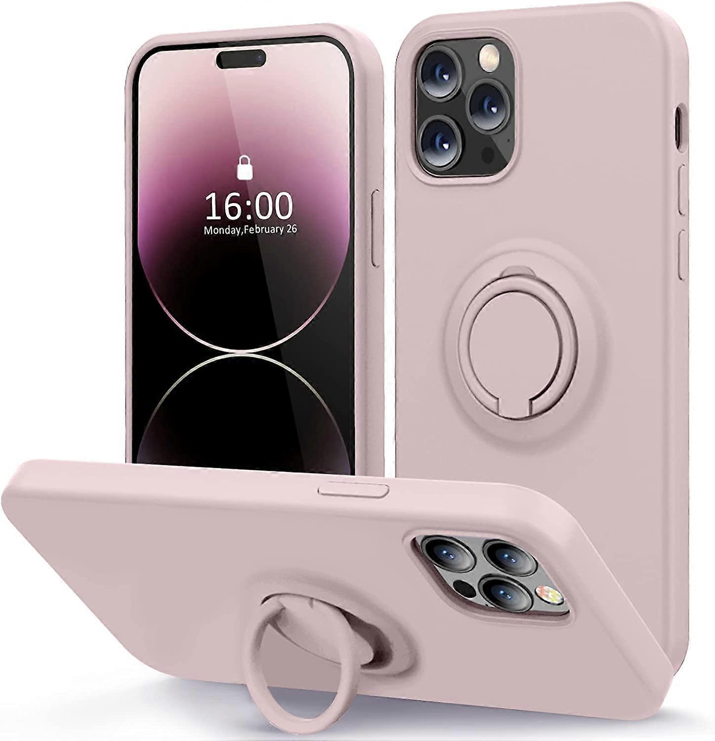 Compatible with iPhone 14 Pro Max Case with Ring Stand | Super Soft Microfiber Lining | Full-Body Anti-Scratch Liquid Silicone Phone Case for iPhone 1