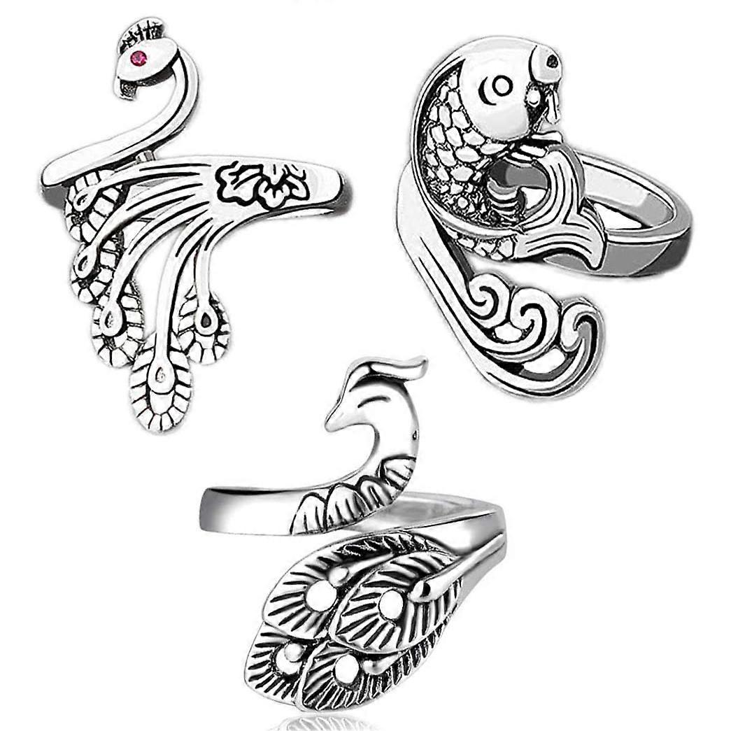 3Pcs Adjustable Knitting Loop Ring- Goldfish Open Finger Ring,Crochet Finger Yarn Holder,Yarn Guide Finger Holder