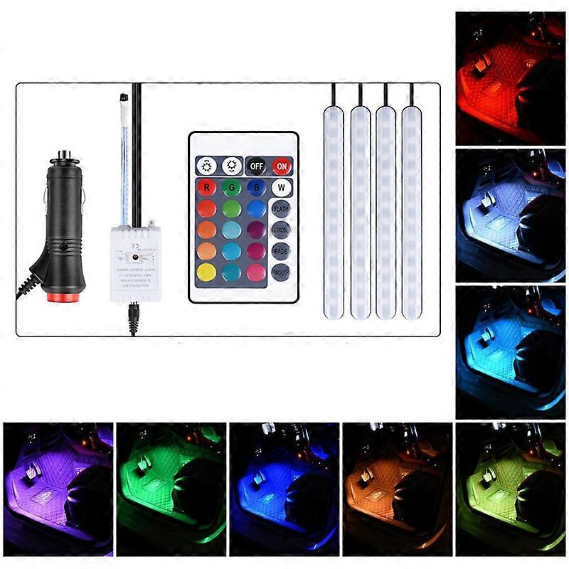 Auto Ambient LED Atmosfera Luce Piede Luce USB Sigari Telecomando Interno Decorativo Lampada Striscia RGB Otto colori