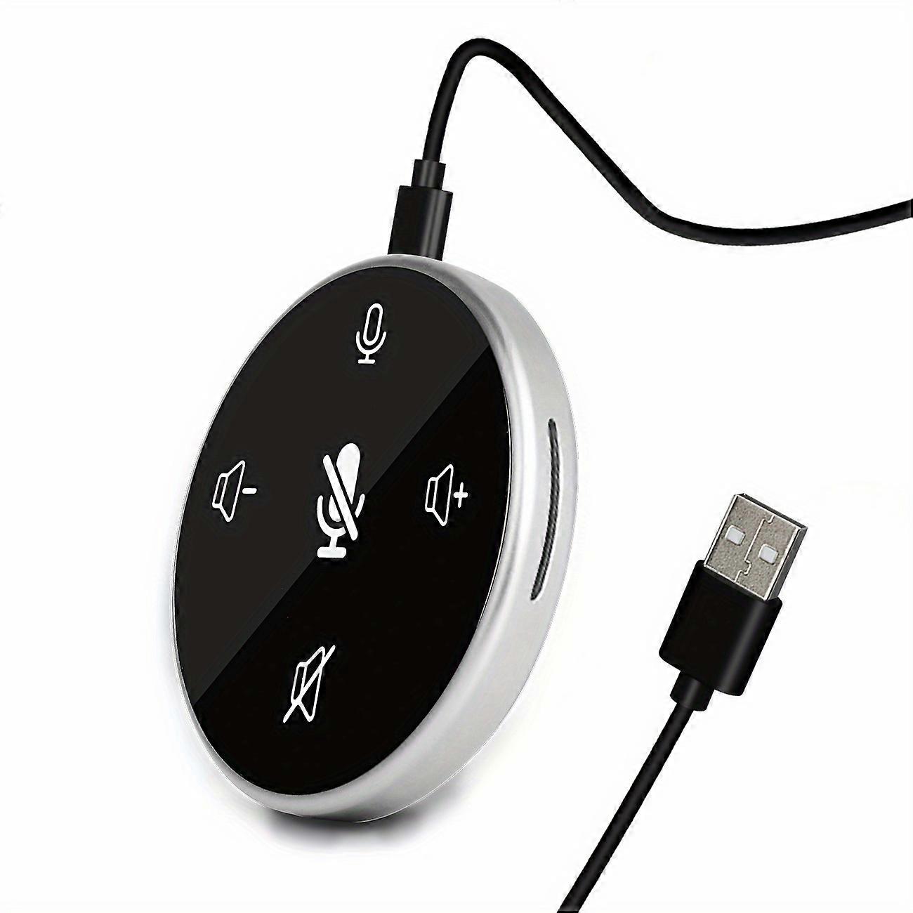 Depusheng Q5 Black USB Conference Speaker with Built-in Microphone and Noise Canceling Technology - Perfect for Home Office and Skype Calls