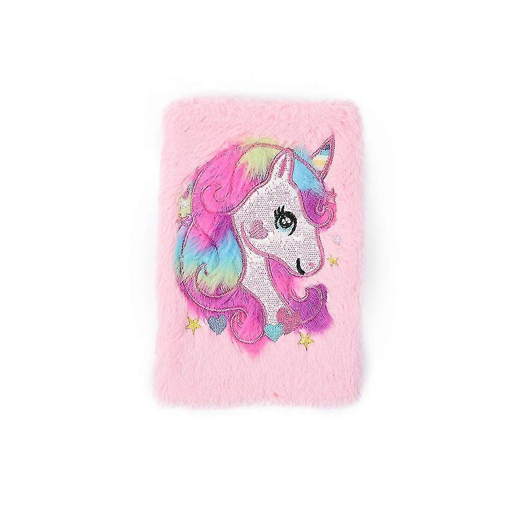 fong plush unicorn notebook, magic diary for girls lovely unicorn fluffy notebook 160 pages for writing and drawing b