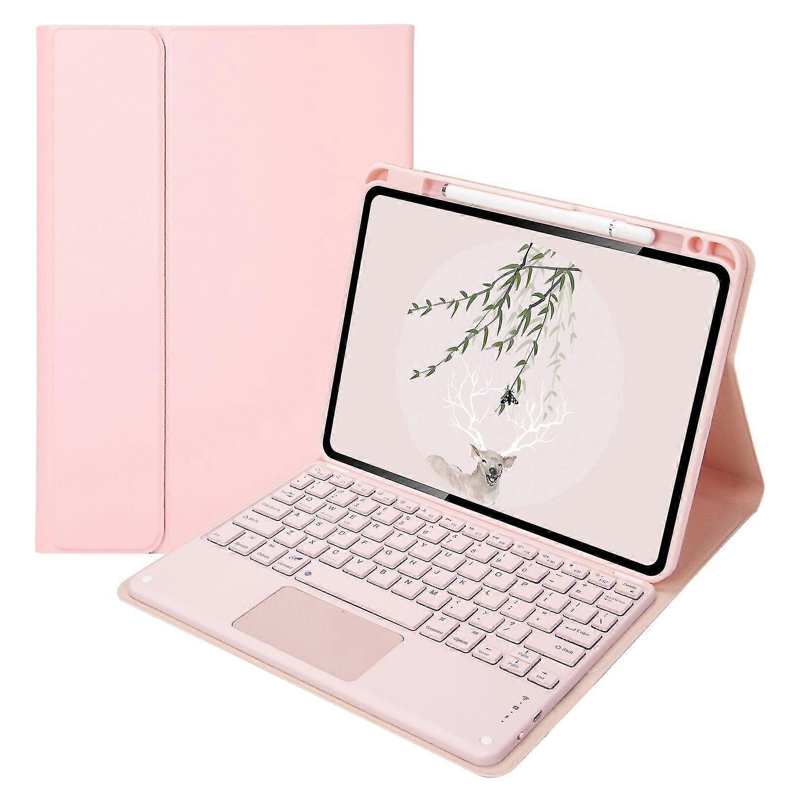 Touchpad keyboard case for Ipad Pro 112021/2020, cherry pink detachable wireless Bluetooth keyboard with touchpad, smart silicone.