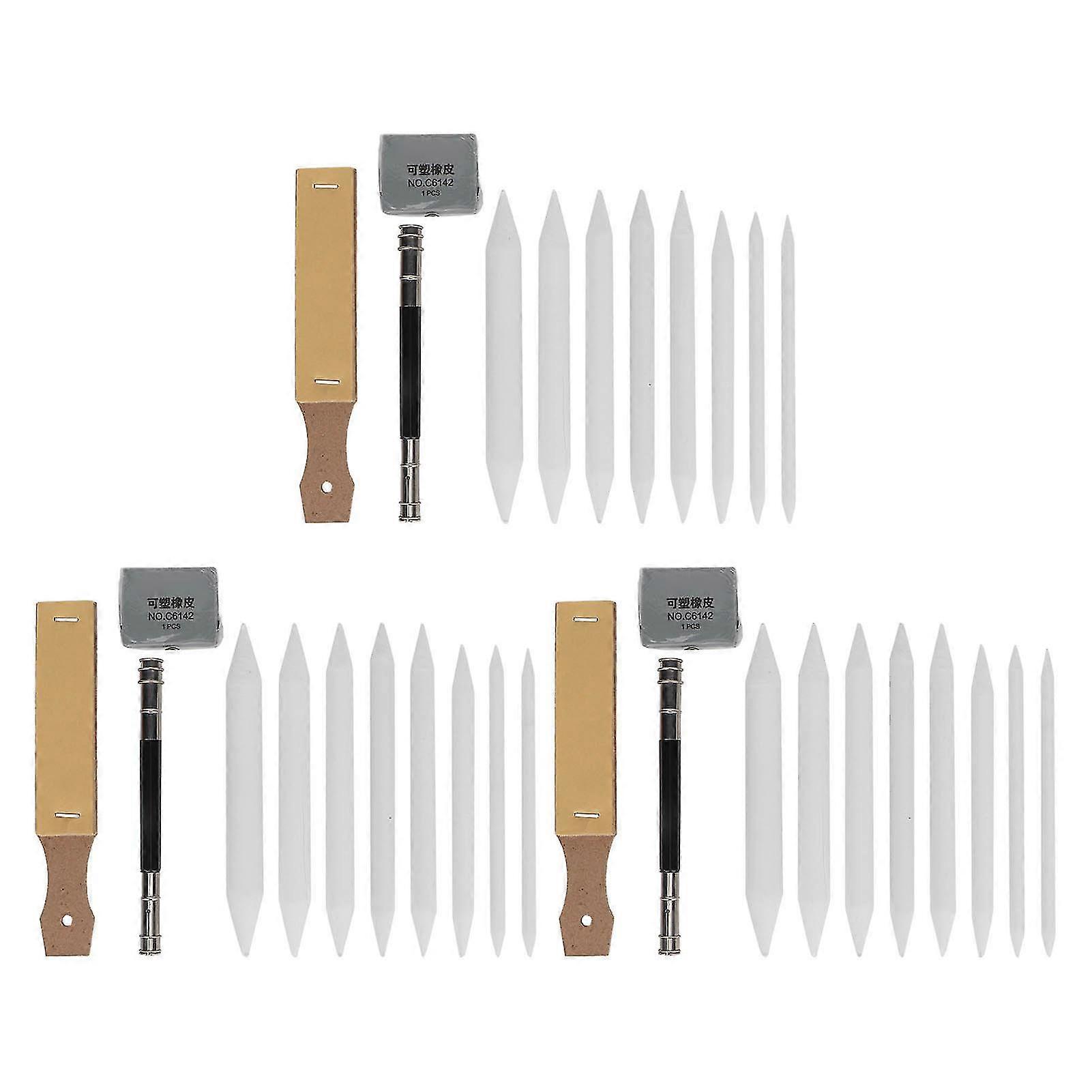 3 Sets Blending Stumps and Tortillions - Paper Art Shading Blenders for Charcoal Sketching - Drawing Tools for Student Artists