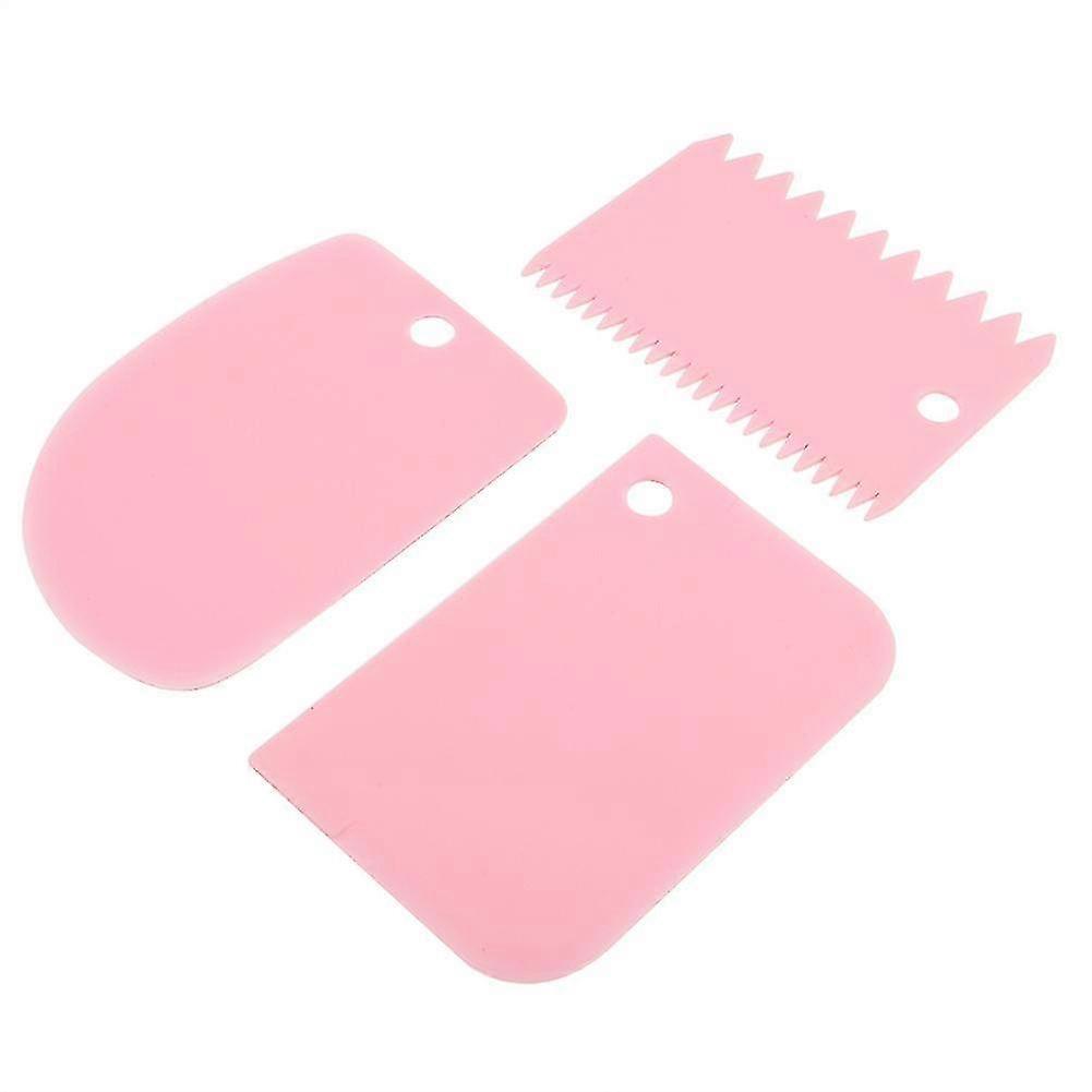 Pink Soft Pastry Scraper Set - 3Pcs Baking Scrapers and Cream Spatulas