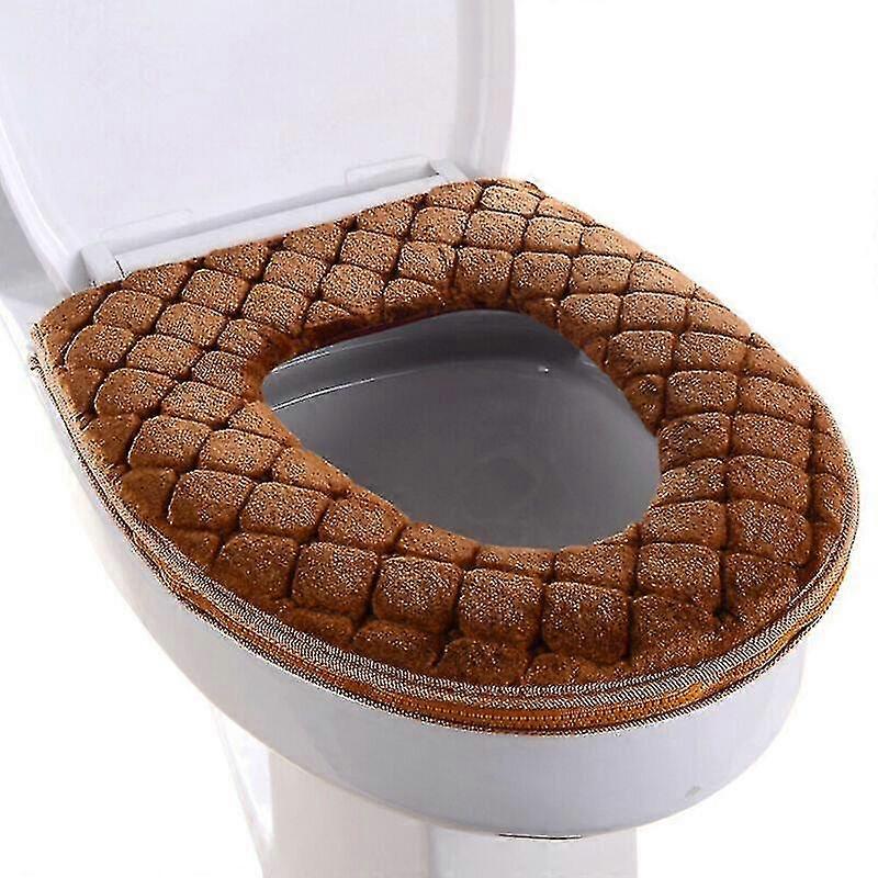 (Brown) Modern Bathroom Toilet Seat Closestool Washable Soft Mat Cover Pad Cushions