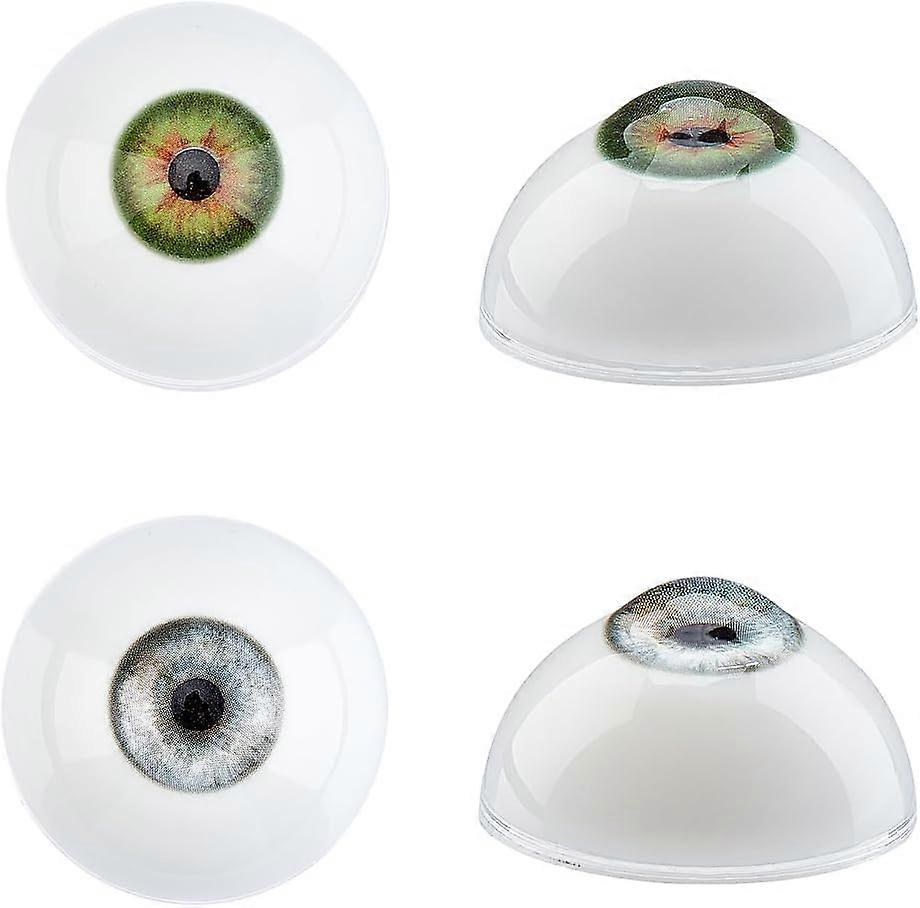 2 Colors Craft Eyes Acrylic Outside and Resin Filling Inside for Doll Making Half Round Mixed Color 32.5x18mm 1pair/Color 2pairs/Set