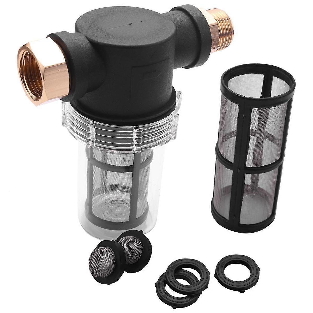 Sediment Filter Attachment Garden Hose Inlet Pressure Washer for Outdoor Gardening Water (100 Mesh Screen) + Extra 100Mesh Filter, 3 O-Ring 2 Filter
