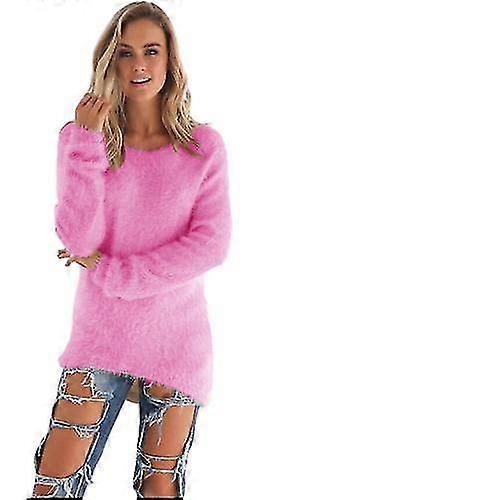 Damen Fleece Flauschiger Pullover Pullover Top