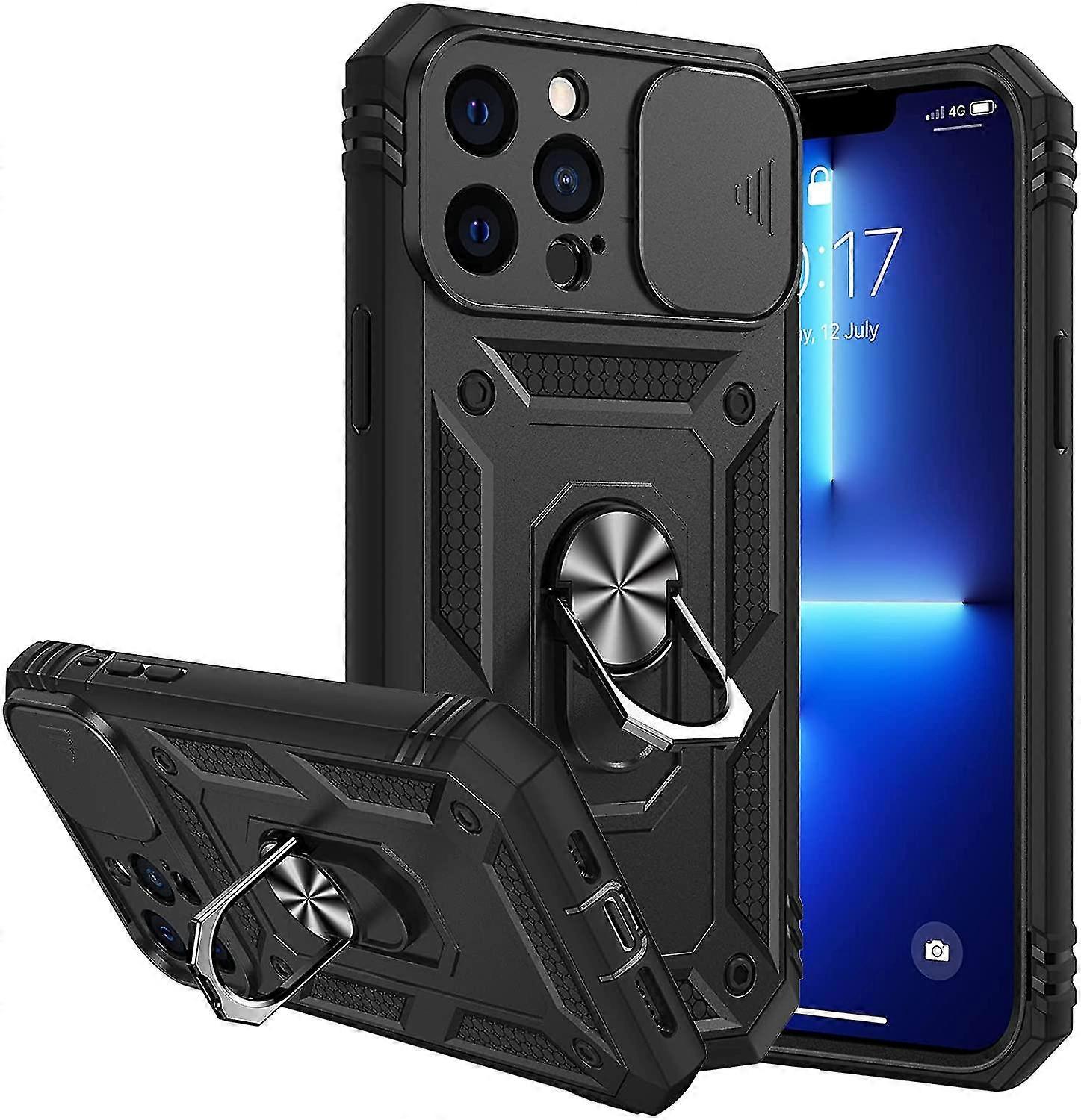 Case For Iphone 13 Pro Max Stand Case With Slide Camera Cover-Black