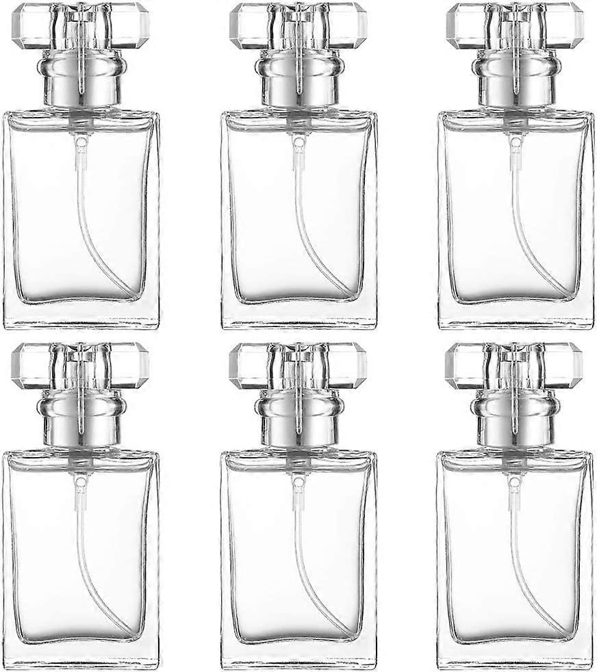 6 packs of 30ml. Transparent perfume bottle empty, portable square empty glass perfume atomizer bottle