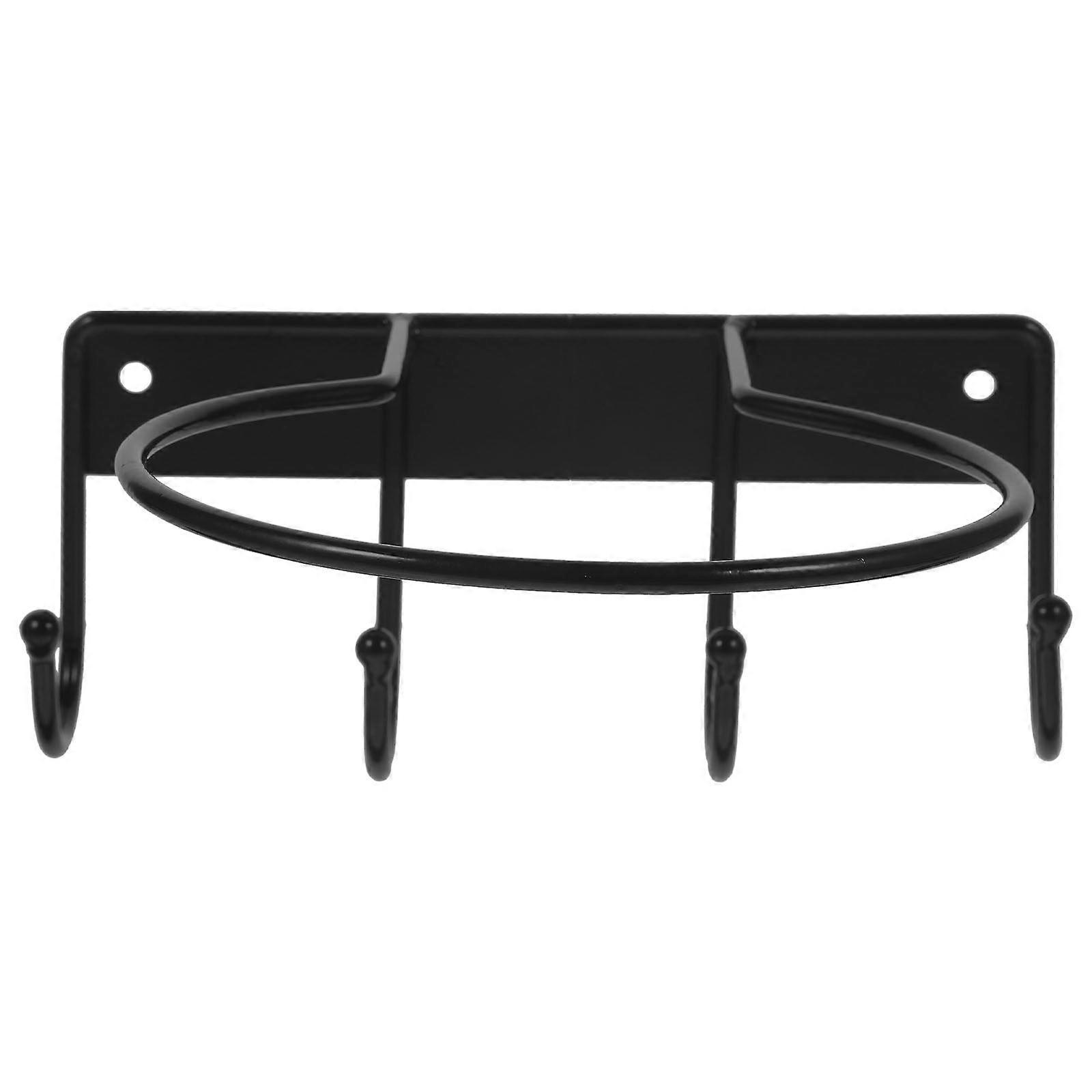 Wall Mounted Iron Hook With Basket Support Ring Multi-functional Coat Hat Hook Wall Storage Rack