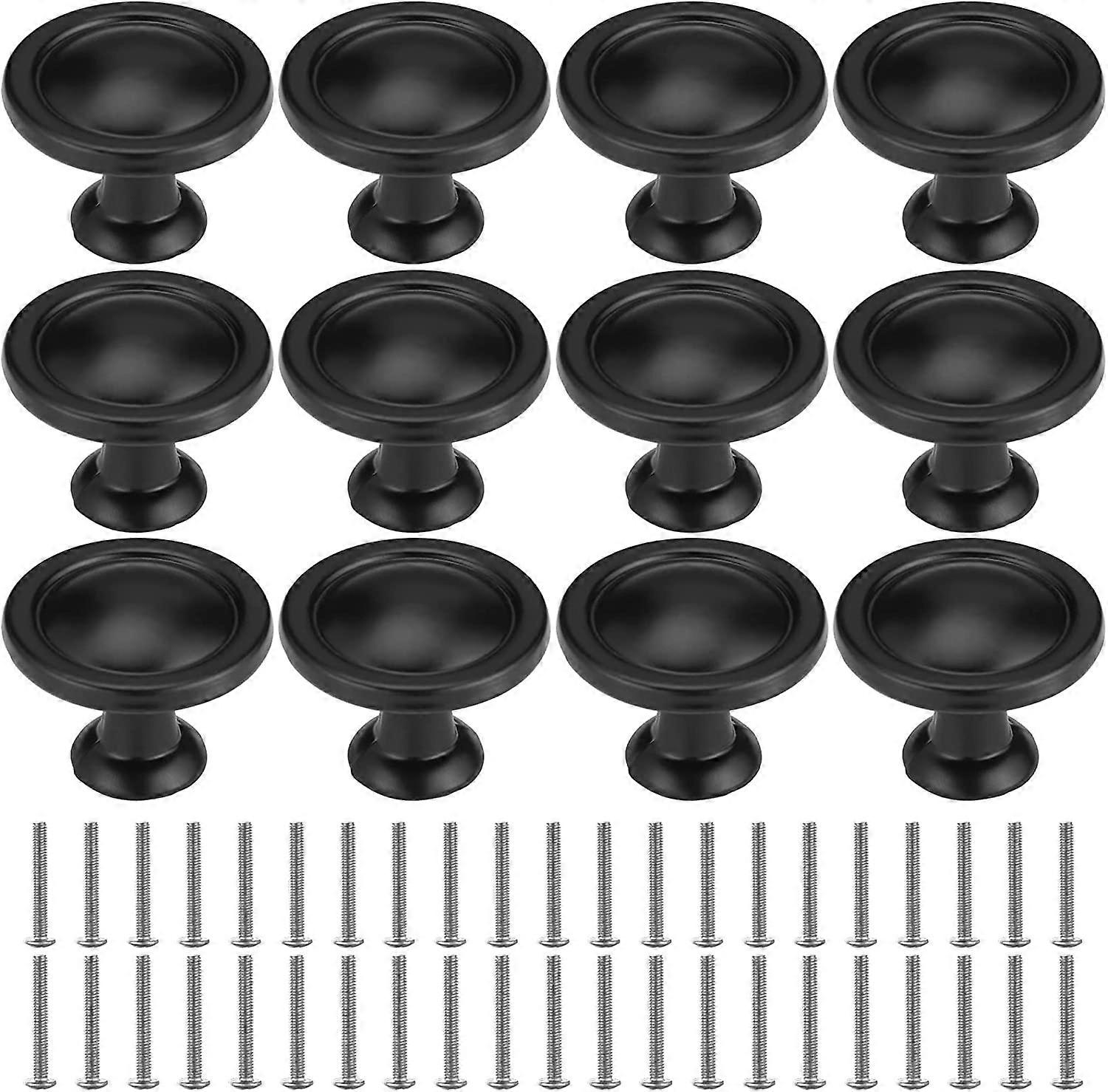 12 Pieces Cabinet Knobs, Vintage Drawer,Furniture Handles, Door Knobs with Two Size Screws,Black