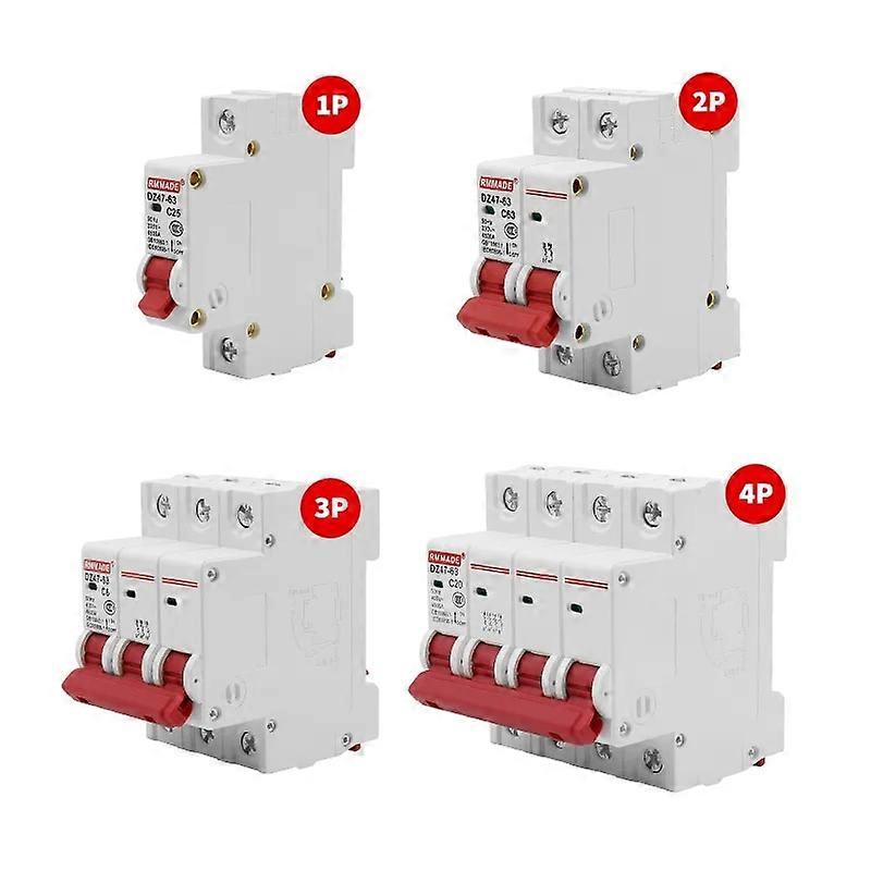 DZ47-63 AC 230V-400V MCB 1P-4P 6A-63A Miniature Circuit Breaker Overload Short Circuit Protector Household Air Switch Din Rail