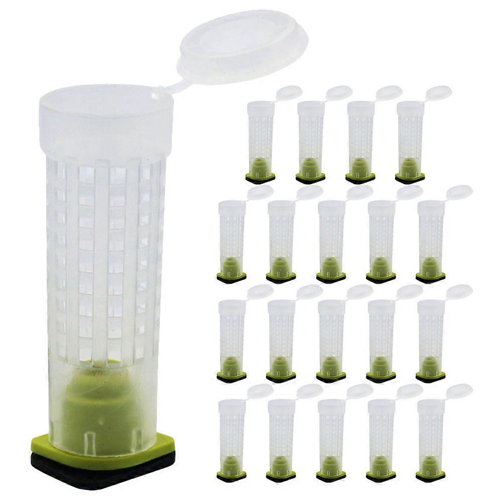 20Pcs Plastic Bee Cage Bee Protector Bee Breeding Equipment Plastic Bee Keeper Bee Feeding Tool