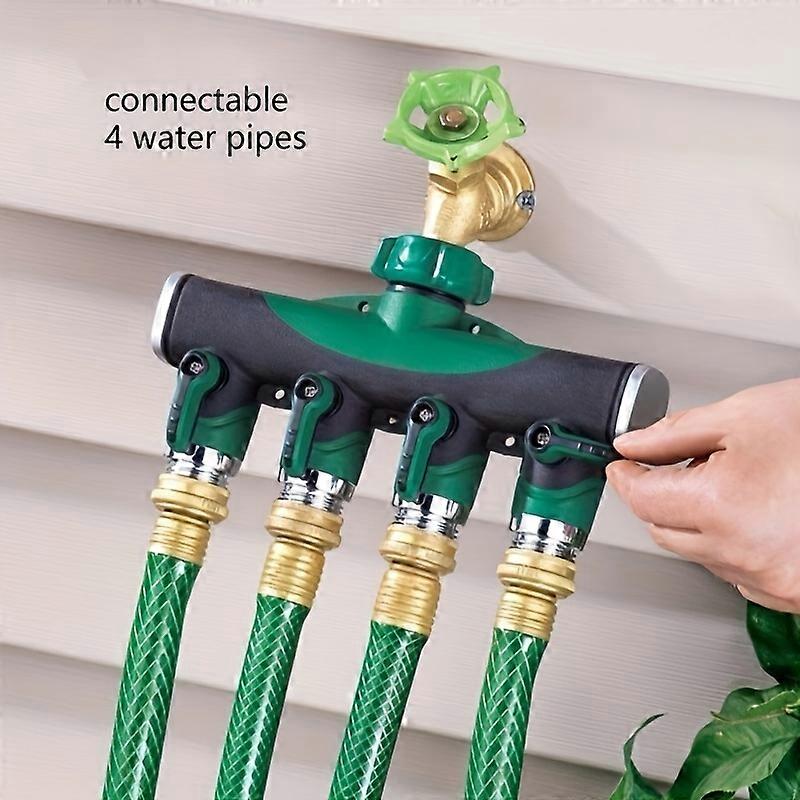 New style 1pc, Zinc Alloy One Way Four Valve Water Distribution Controller Garden Lawn Watering Faucet Joint Water Pipe Switch, Plants Water System Wi