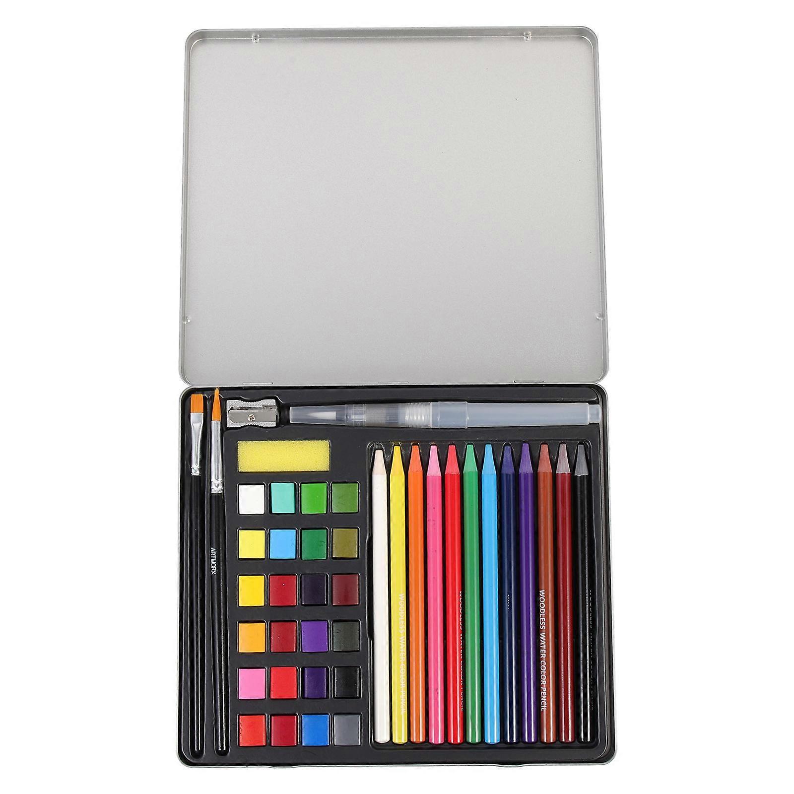 1 Set of Solid Watercolor Pigment Kit Water Color Painting Tools Water Coloring Paint Kit
