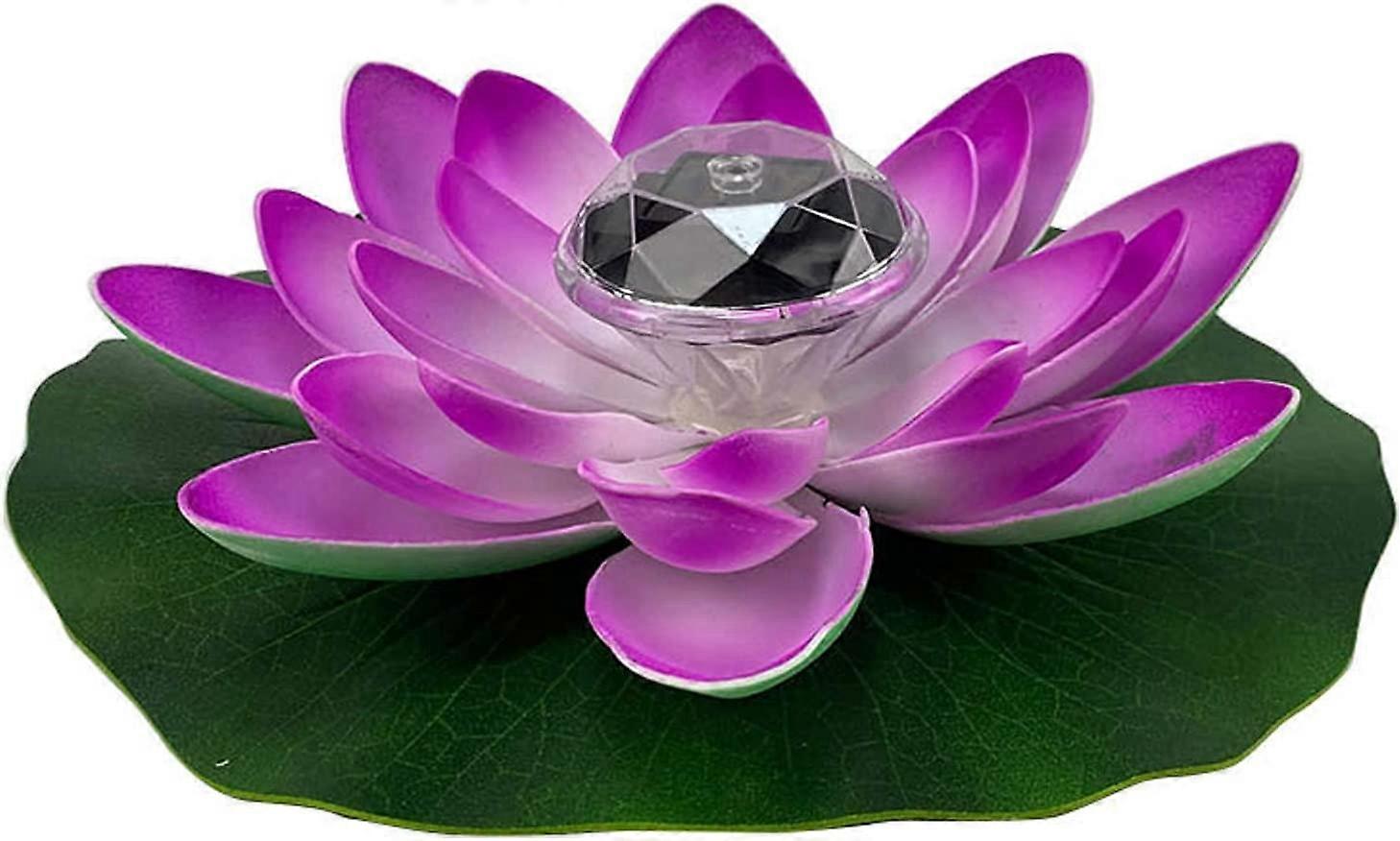 Purple Waterproof Solar Floating Lotus Light Floating Night Light for Pond Pool Garden Aquarium Wedding Party Decoration