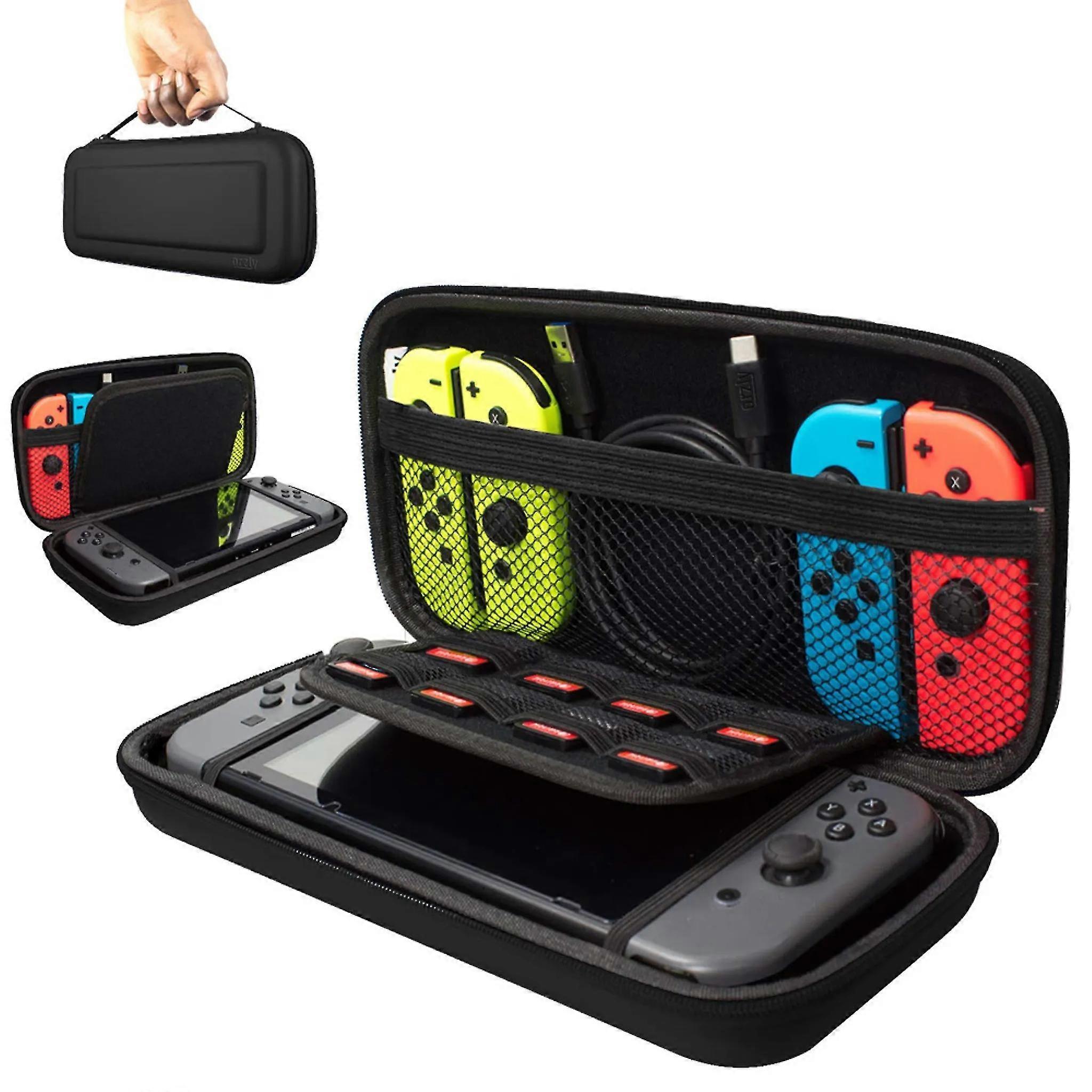 Carry Case Compatible With Nintendo Switch And New Switch Oled Console - Black Protective Hard Portable Travel Carry Case Shell Pouch With Pockets For