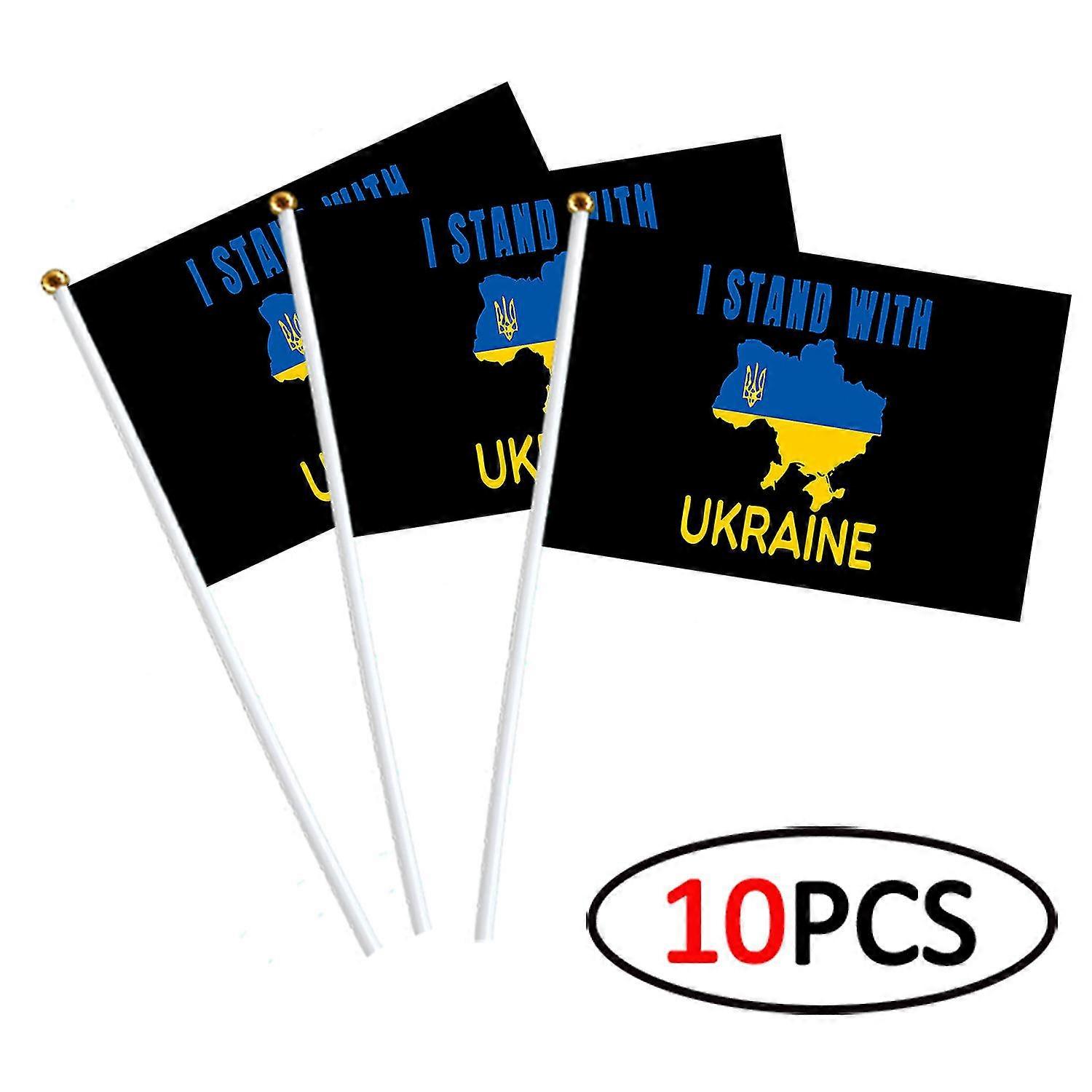 10pcs Ukraine Flag Hand-waved Flag Including Flagpole