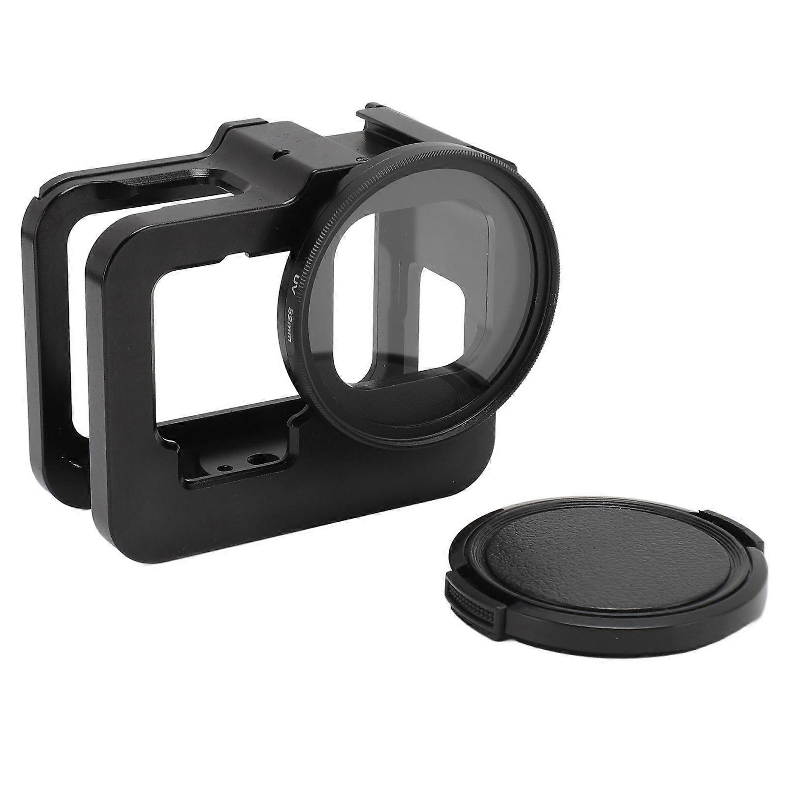 Action Camera Aluminum Cage Frame with Cold Shoe Mount & UV Filter