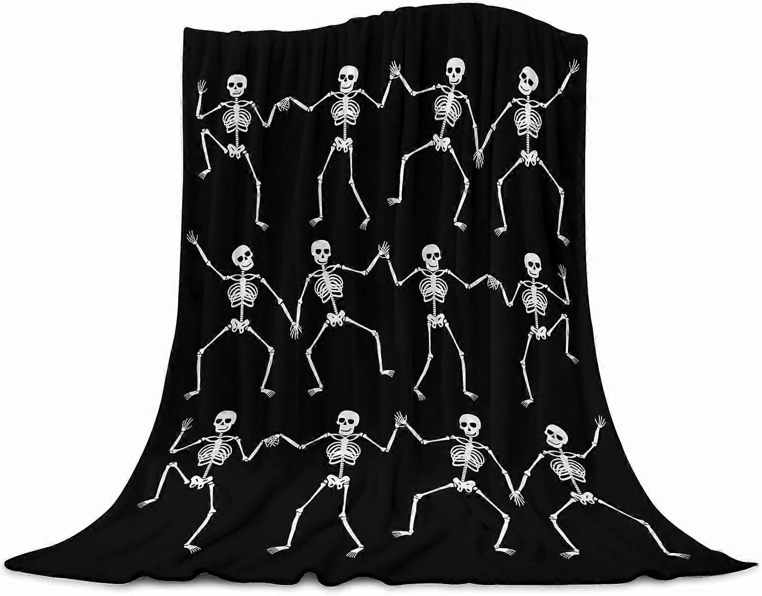Halloween Skull Skeleton Decor Blanket: Soft Warm Cozy Lightweight Funny Dance Halloween Dancing Fun Joints Party Throw Blankets for Girls Boys for So